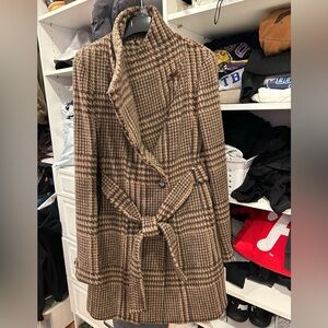 Calvin Klein Brown Plaid Trench Coat